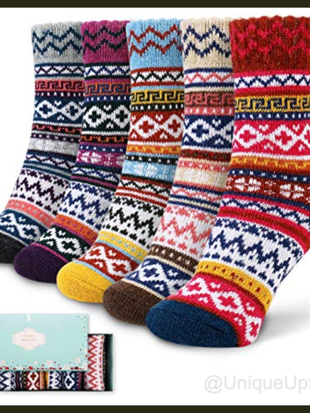 Womens Soft Knit Wool Blend Crew Socks 5 Pairs Winter Warm Fuzzy